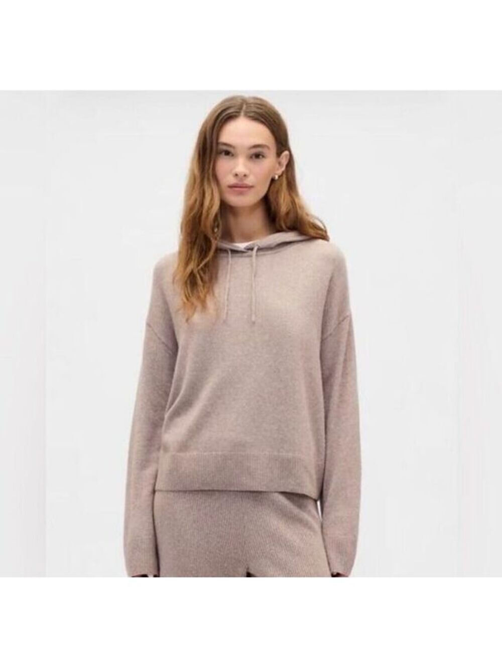 Gap Relaxed CashSoft Hoodie Flannel Taupe Beige NWT M